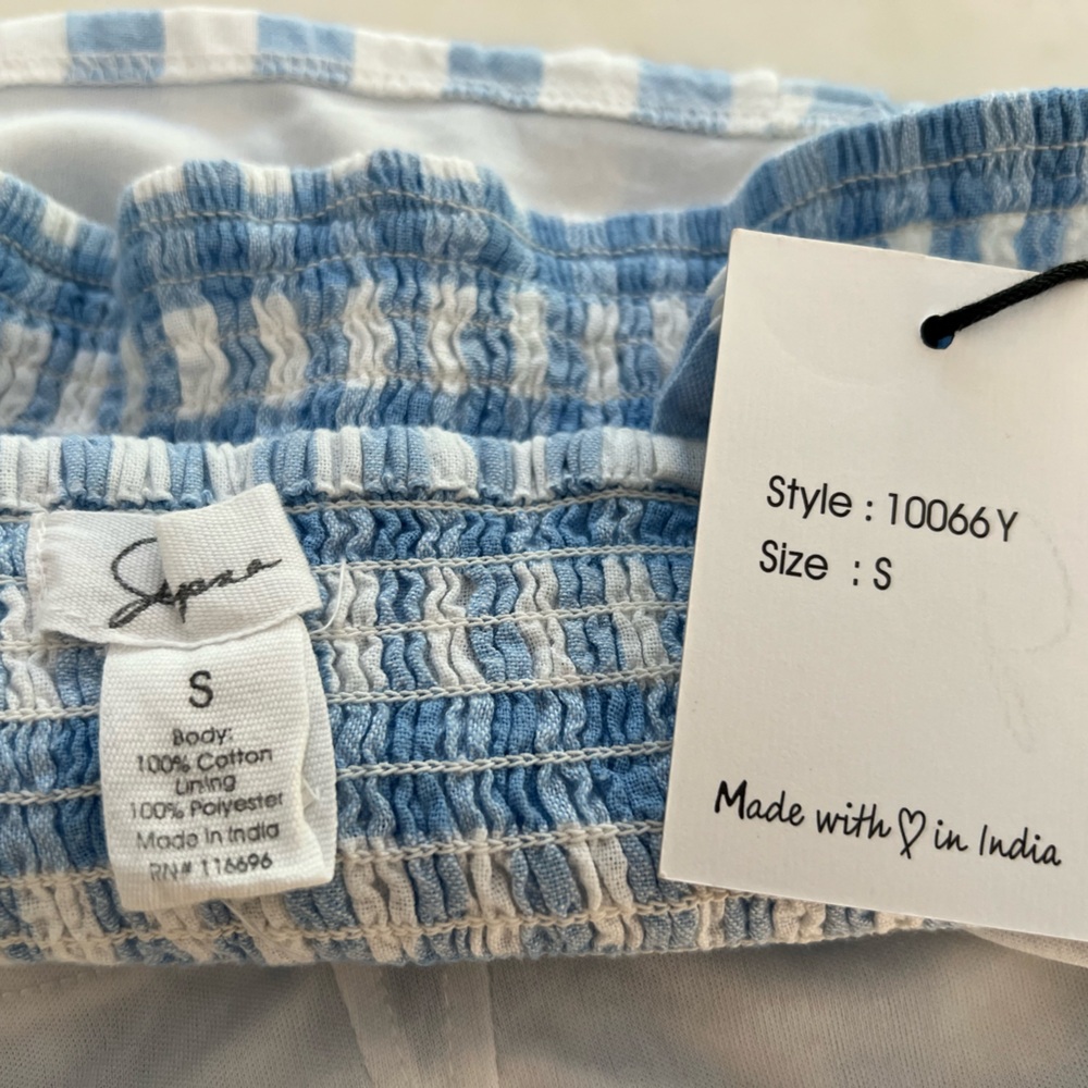 JAPNA BLUE WHITE ADJUSTABLE COTTON CROP TOP SIZE S NWTS! - Picture 10 of 10